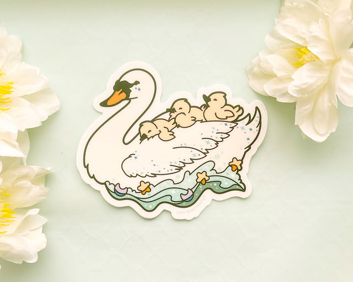 The Mothership Swan and Cygnets Clear Vinyl Sticker