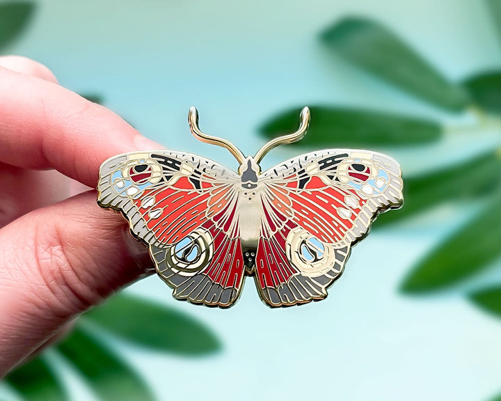 European Peacock Butterfly (Aglais io) Enamel Pin