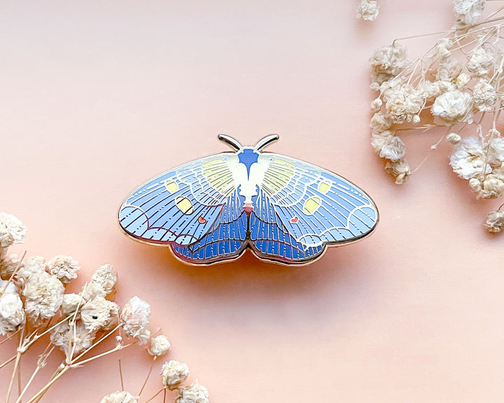 African Peach Moth (Egybolis vaillantina) Enamel Pin