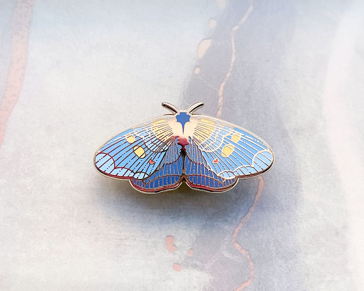 African Peach Moth (Egybolis vaillantina) Enamel Pin