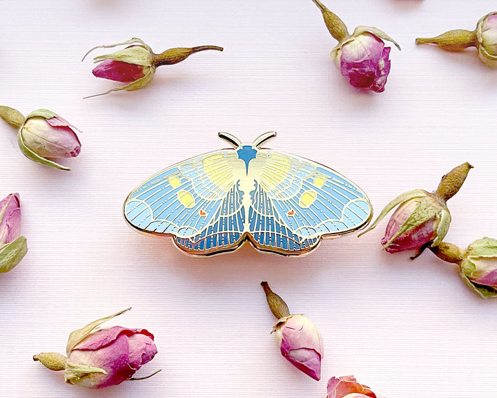 African Peach Moth (Egybolis vaillantina) Enamel Pin