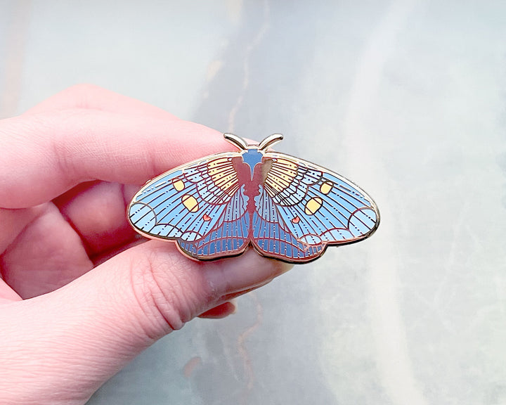 African Peach Moth (Egybolis vaillantina) Enamel Pin