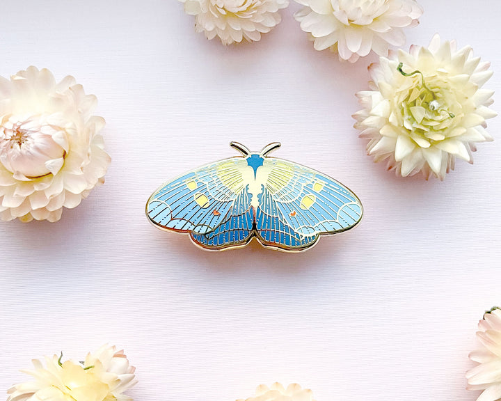 African Peach Moth (Egybolis vaillantina) Enamel Pin