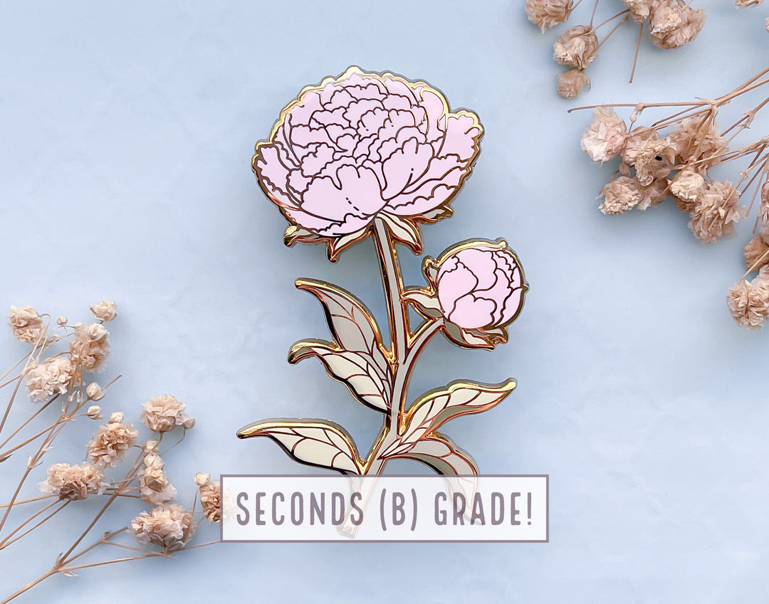 Pink Peony Enamel Pin (Seconds)