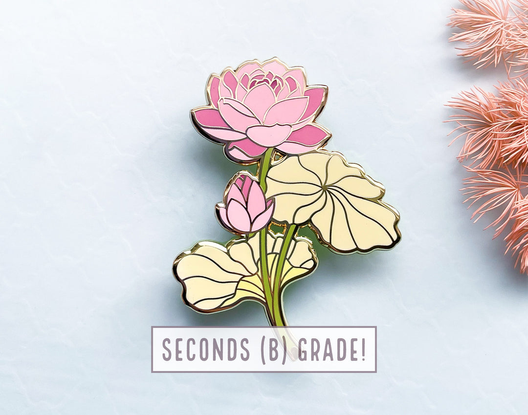 Pink Lotus Enamel Pin (Seconds)