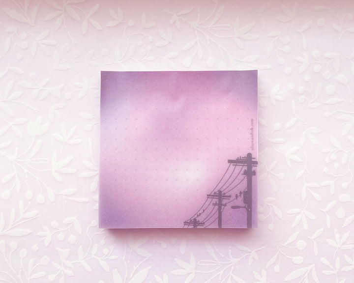 Vaporwave Power Lines Vellum Sticky Notepad
