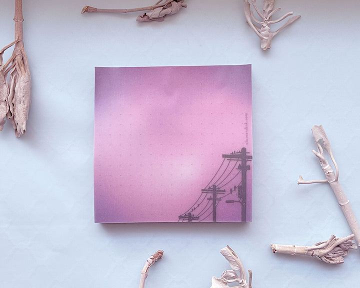 Vaporwave Power Lines Vellum Sticky Notepad