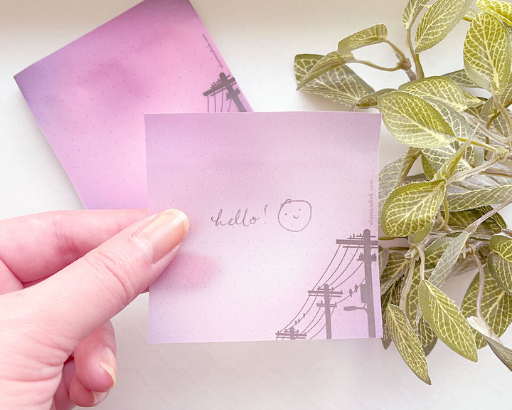 Vaporwave Power Lines Vellum Sticky Notepad