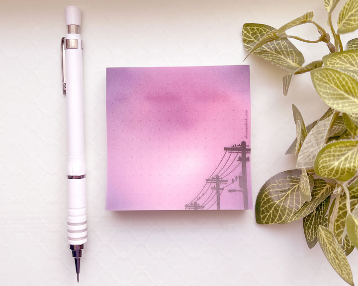 Vaporwave Power Lines Vellum Sticky Notepad
