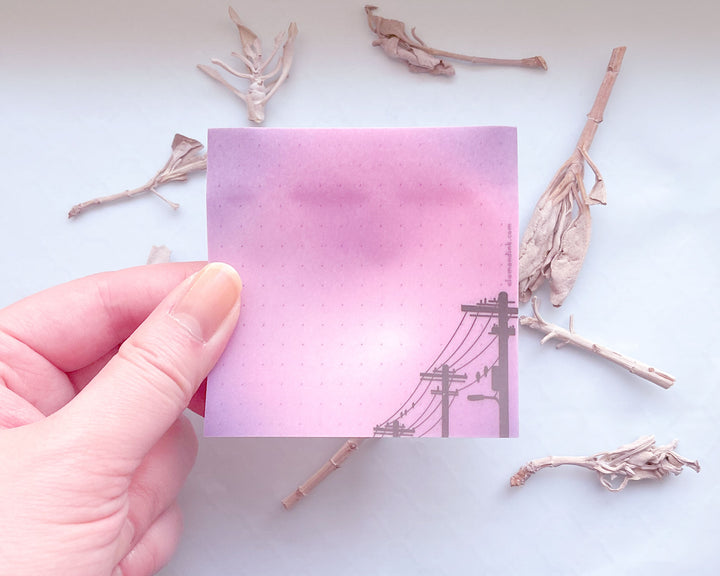Vaporwave Power Lines Vellum Sticky Notepad