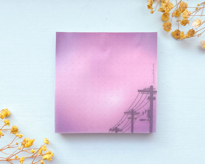 Vaporwave Power Lines Vellum Sticky Notepad