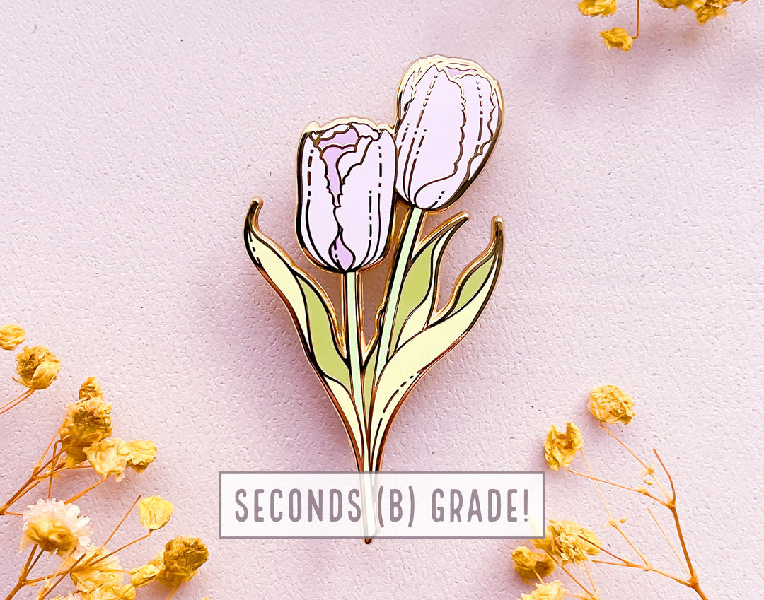 Purple Garden Tulips Enamel Pin (Seconds)