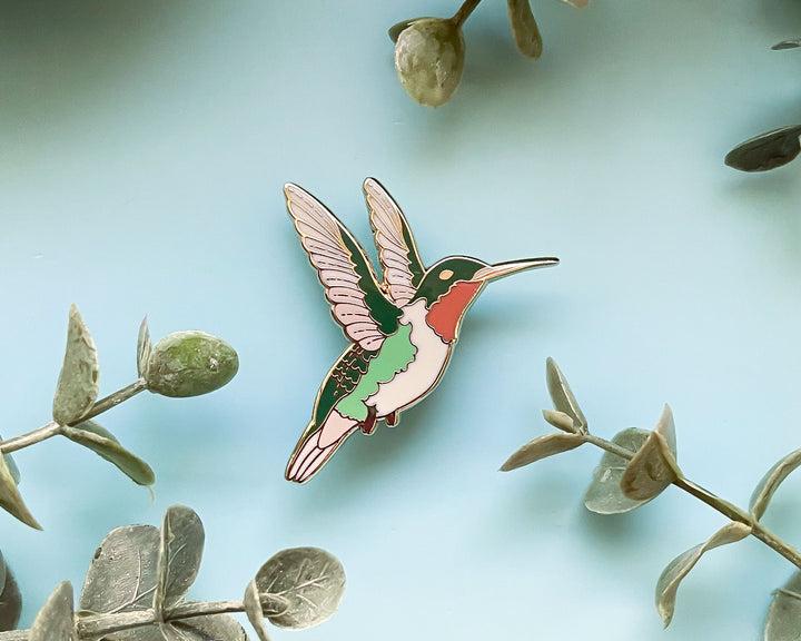 Ruby-Throated Hummingbird Enamel Pin