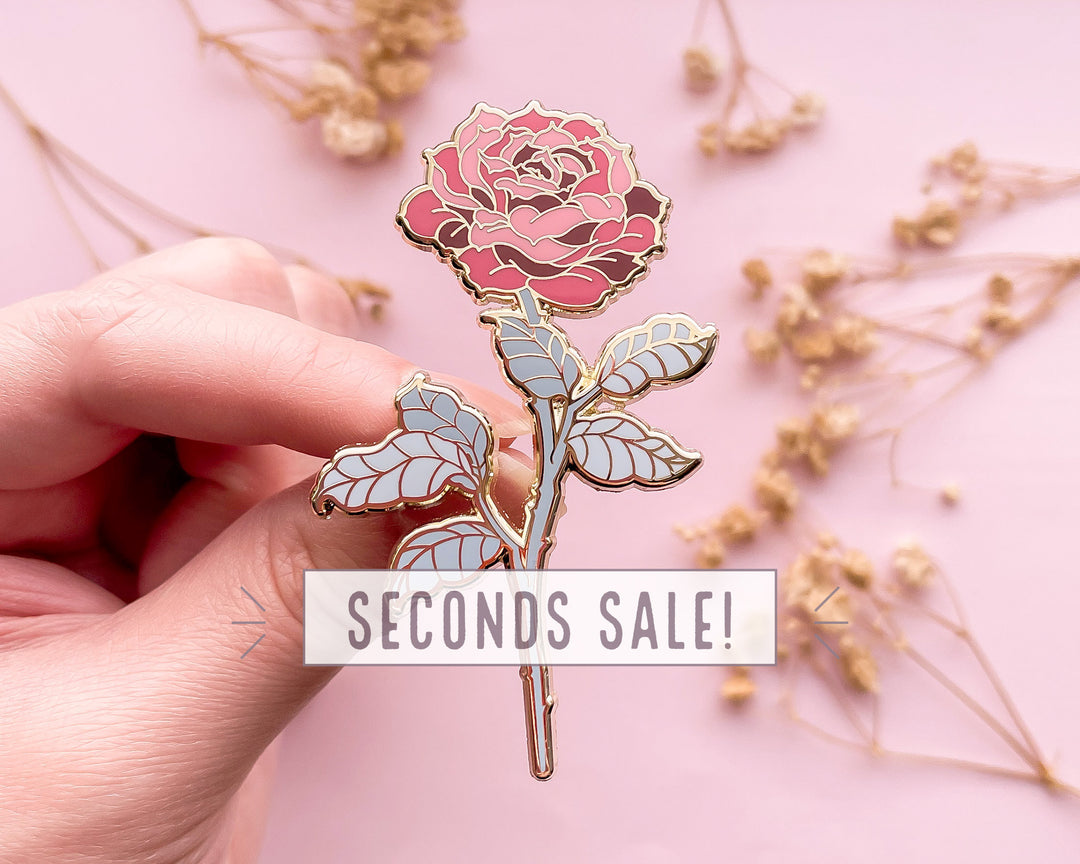 Red Tea Rose Enamel Pin (Seconds)