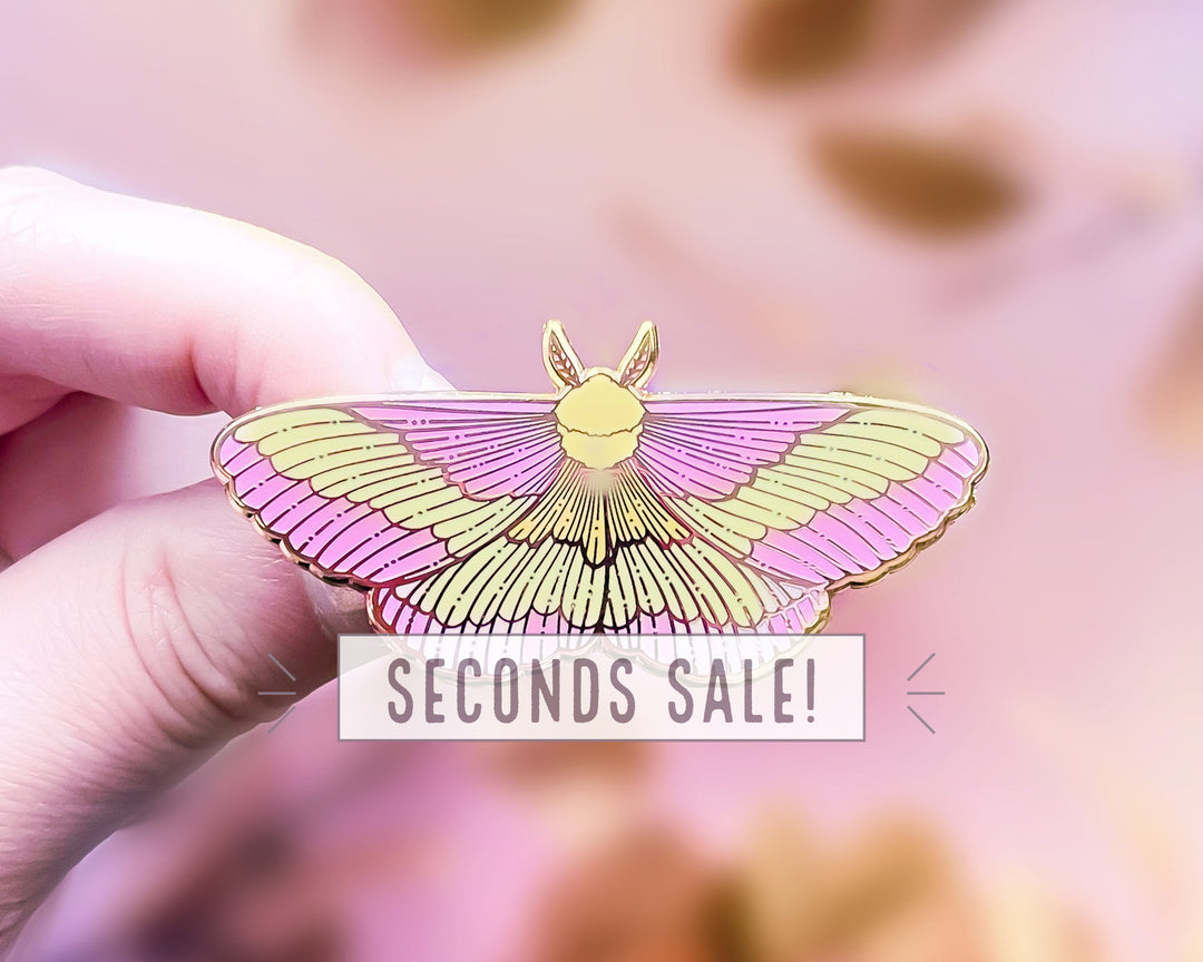 Rosy Maple Moth Enamel Pin (Seconds)