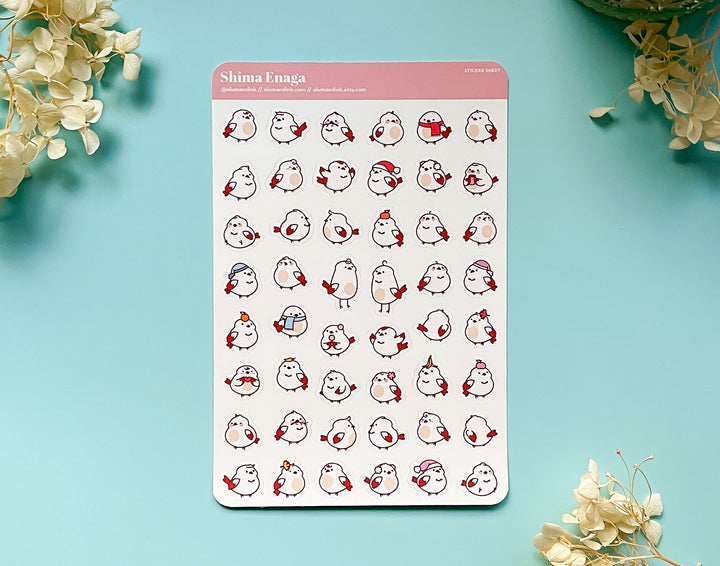 Shima Enaga (Long-Tailed Bushtit) Clear Vinyl Sticker Sheet