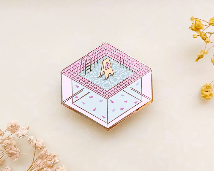Slippery When Wet Indoor Pool Enamel Pin