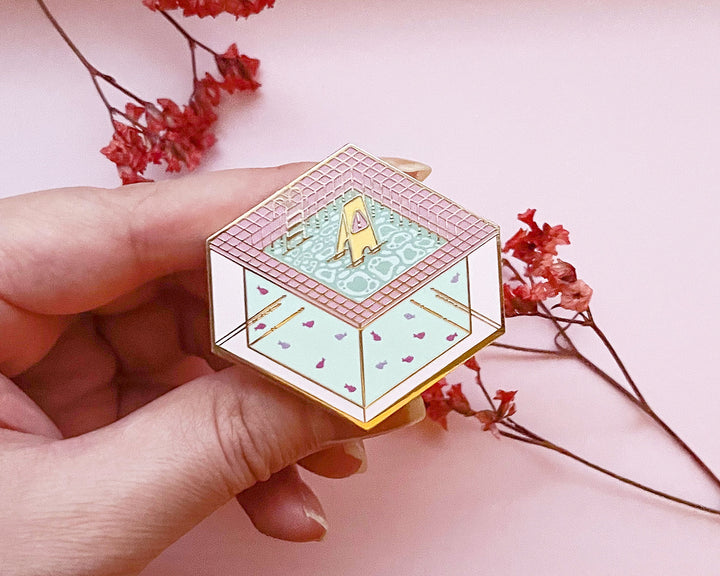 Slippery When Wet Indoor Pool Enamel Pin