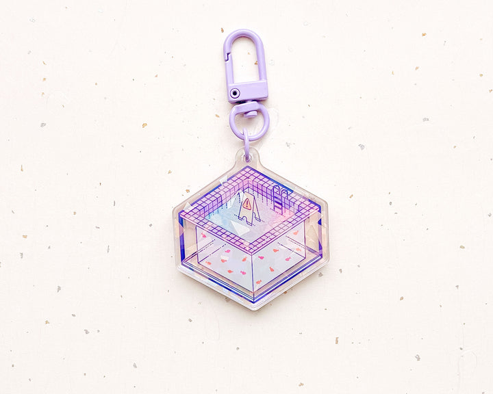Slippery When Wet Liminal Pool Acrylic Keychain Charm