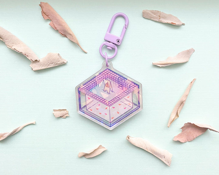 Slippery When Wet Liminal Pool Acrylic Keychain Charm