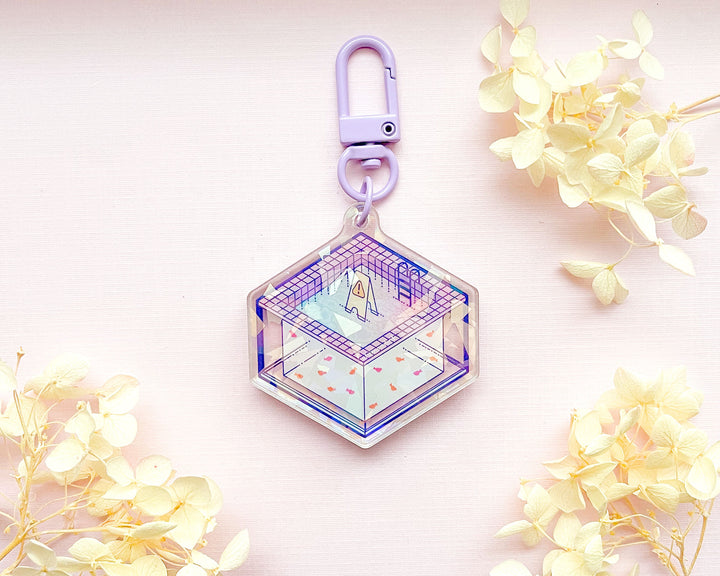 Slippery When Wet Liminal Pool Acrylic Keychain Charm