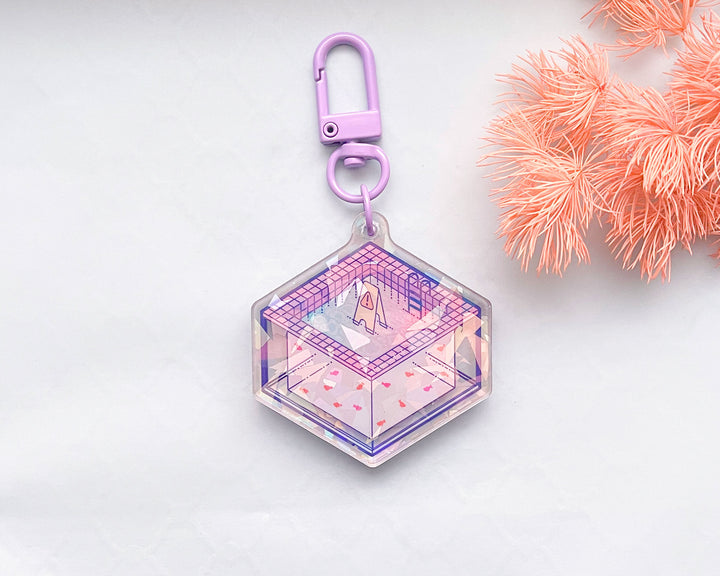 Slippery When Wet Liminal Pool Acrylic Keychain Charm