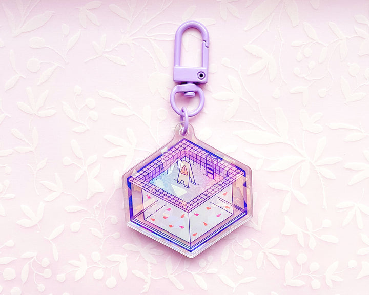 Slippery When Wet Liminal Pool Acrylic Keychain Charm