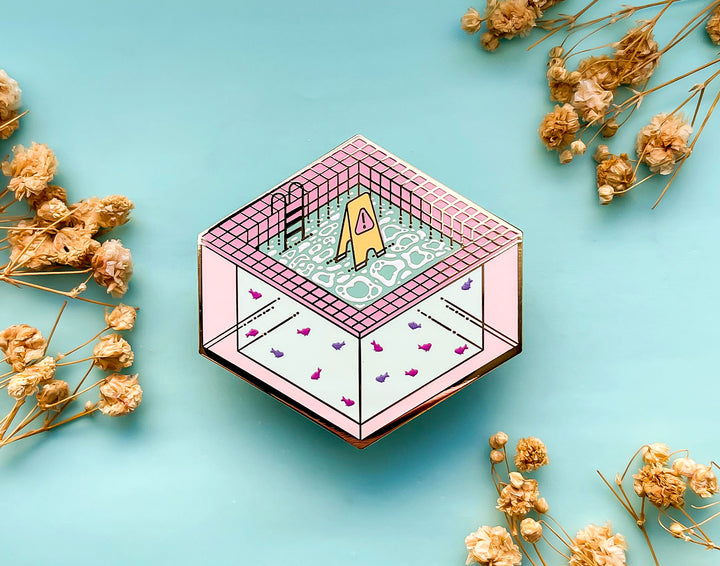 Slippery When Wet Indoor Pool Enamel Pin