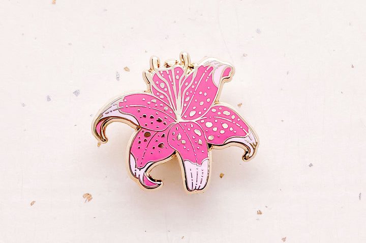 Pink Stargazer Lily Enamel Pin