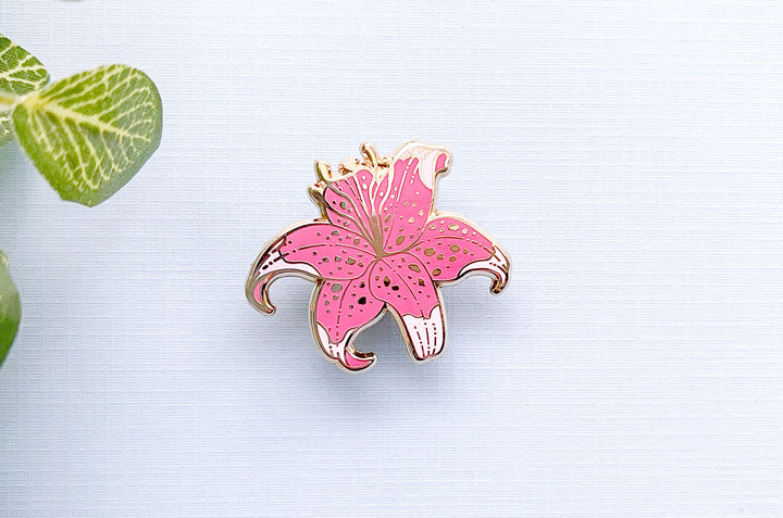 Pink Stargazer Lily Enamel Pin