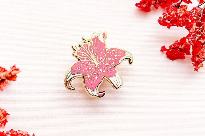 Pink Stargazer Lily Enamel Pin