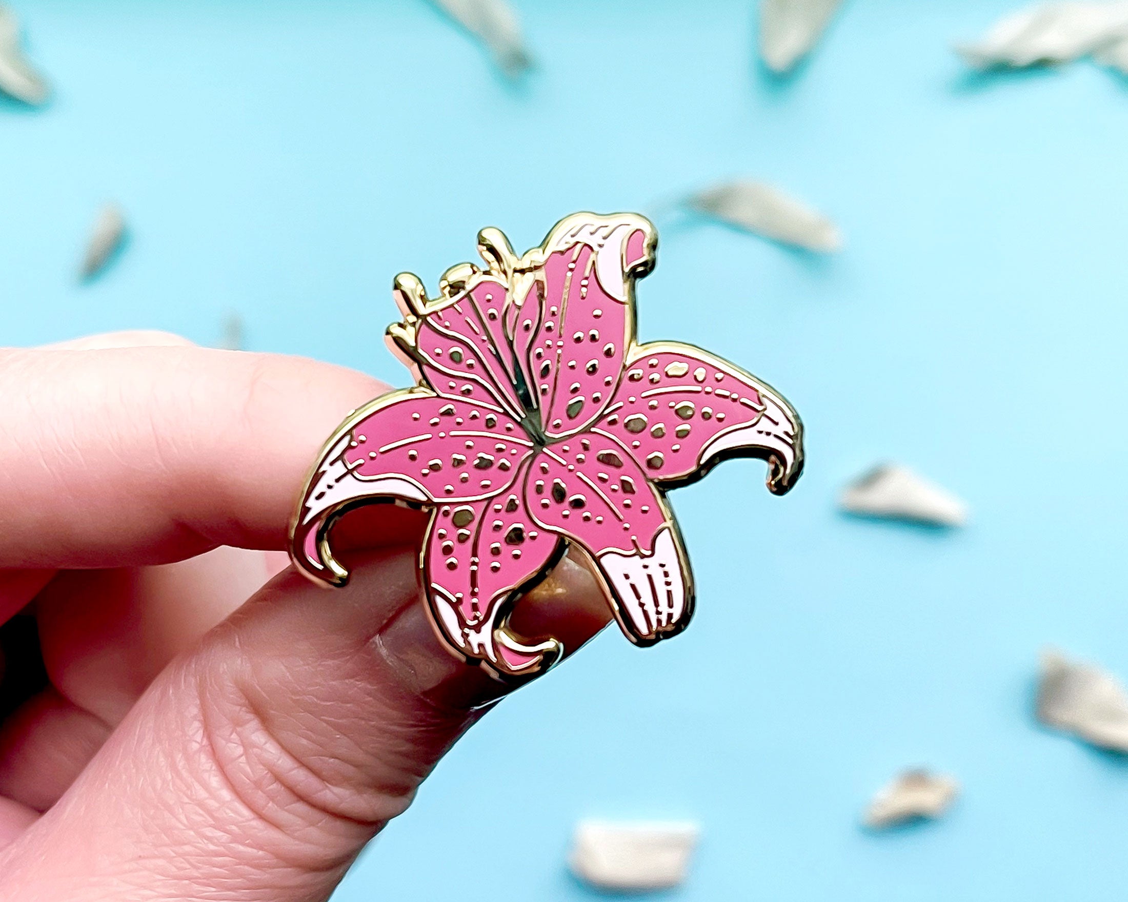 Pink Stargazer Lily Enamel Pin