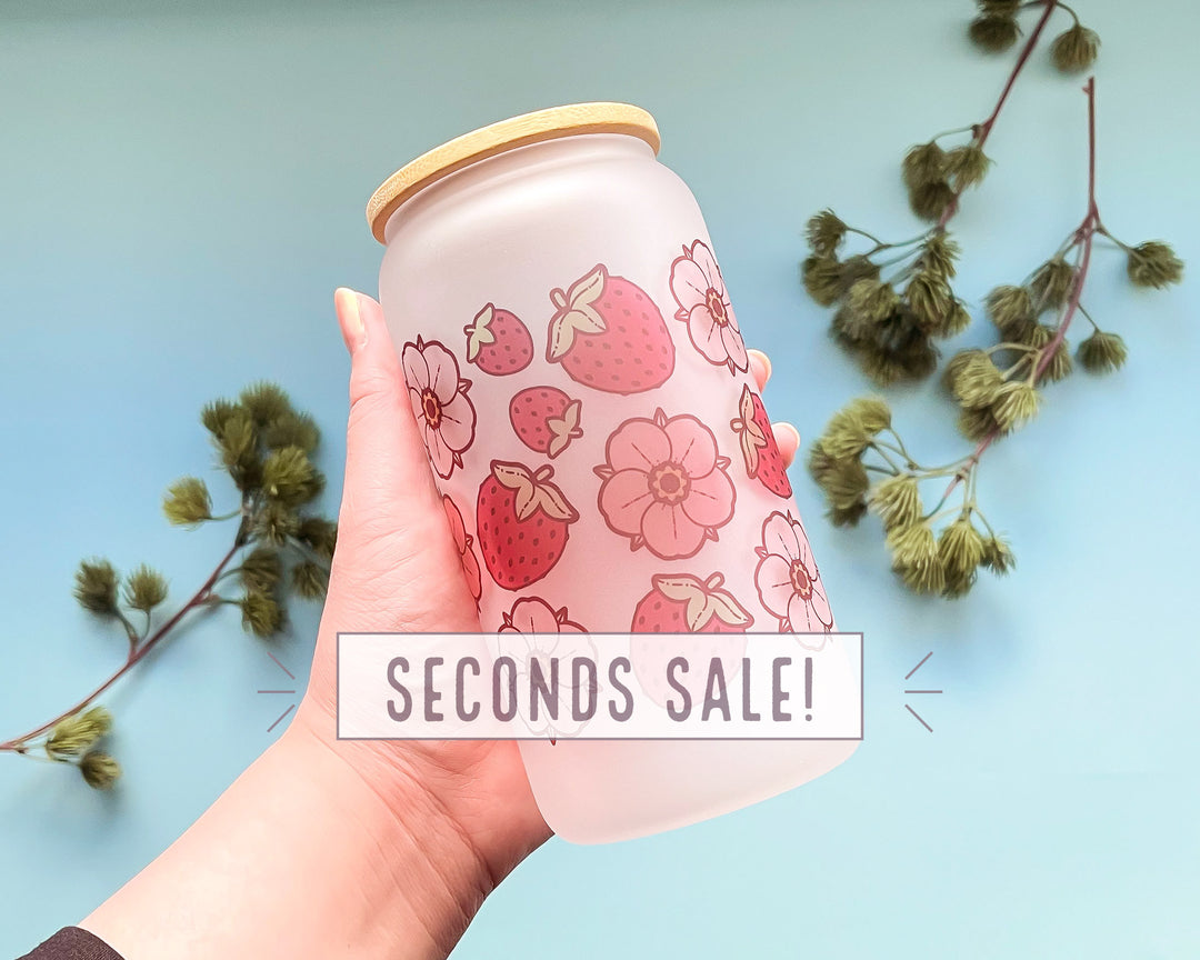 Strawberries and Flowers Frosted Glass Tumbler (Seconds)