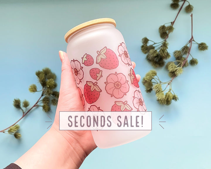 Strawberries and Flowers Frosted Glass Tumbler (Seconds)