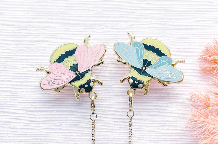 Sun Bee and Moon Bee Collar Pins Set