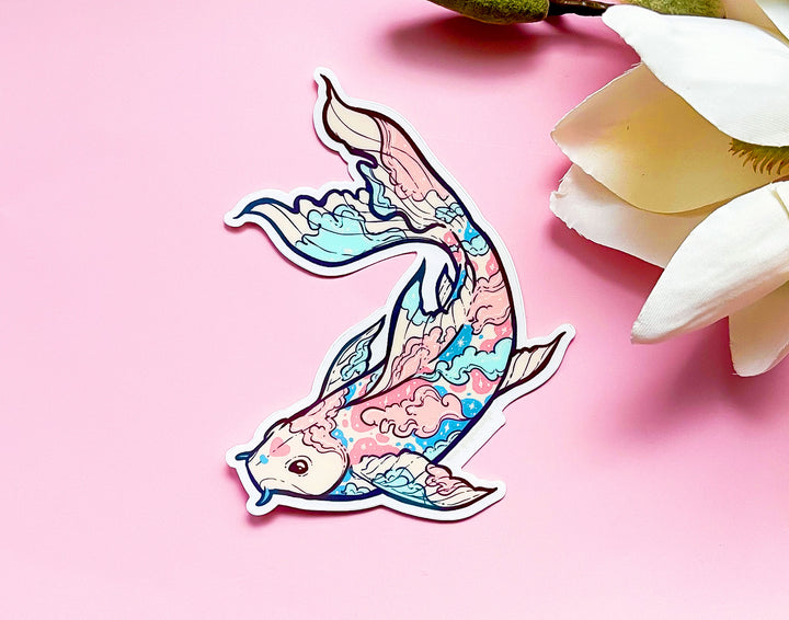 Vaporwave Cloud Koi Clear Vinyl Sticker