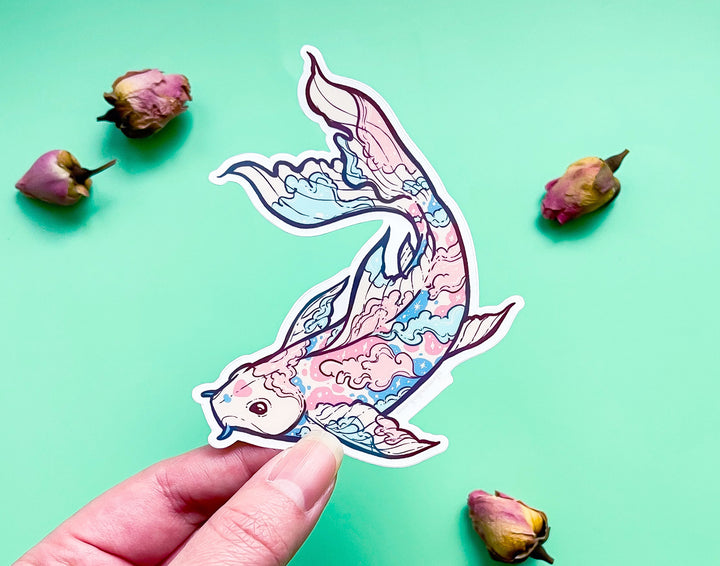 Vaporwave Cloud Koi Clear Vinyl Sticker