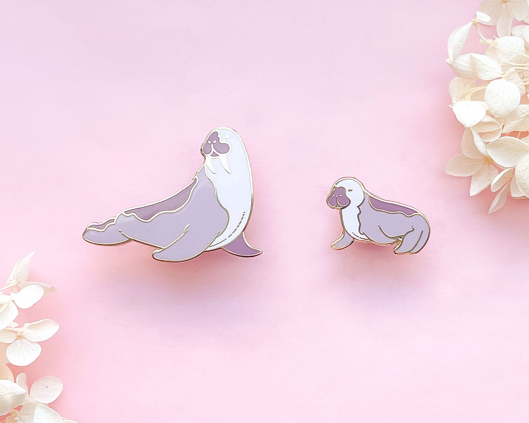 Adult Walrus and Walrus Calf Enamel Pin Set (Seconds)