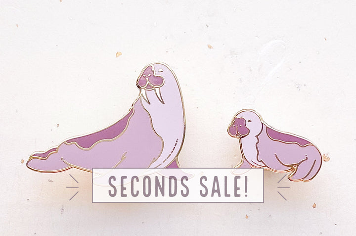 Adult Walrus and Walrus Calf Enamel Pin Set (Seconds)