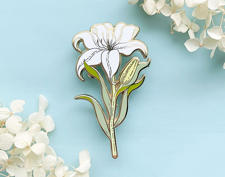 White Lily (Lilium candidum) Enamel Pin