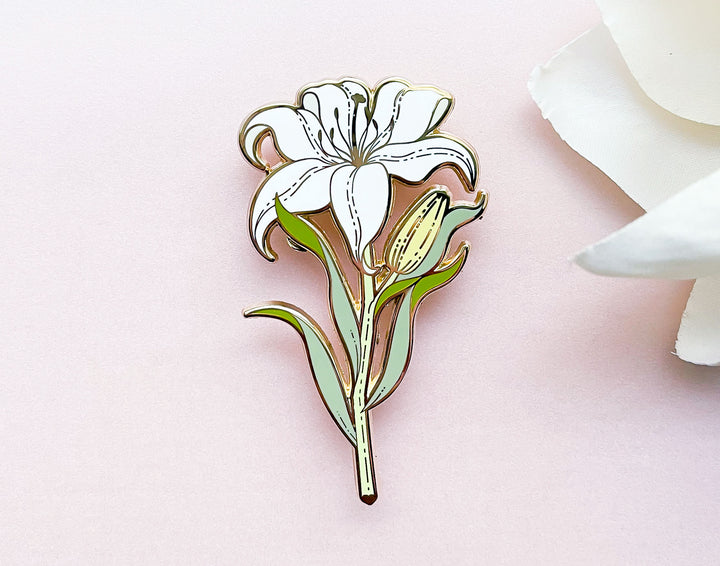White Lily (Lilium candidum) Enamel Pin