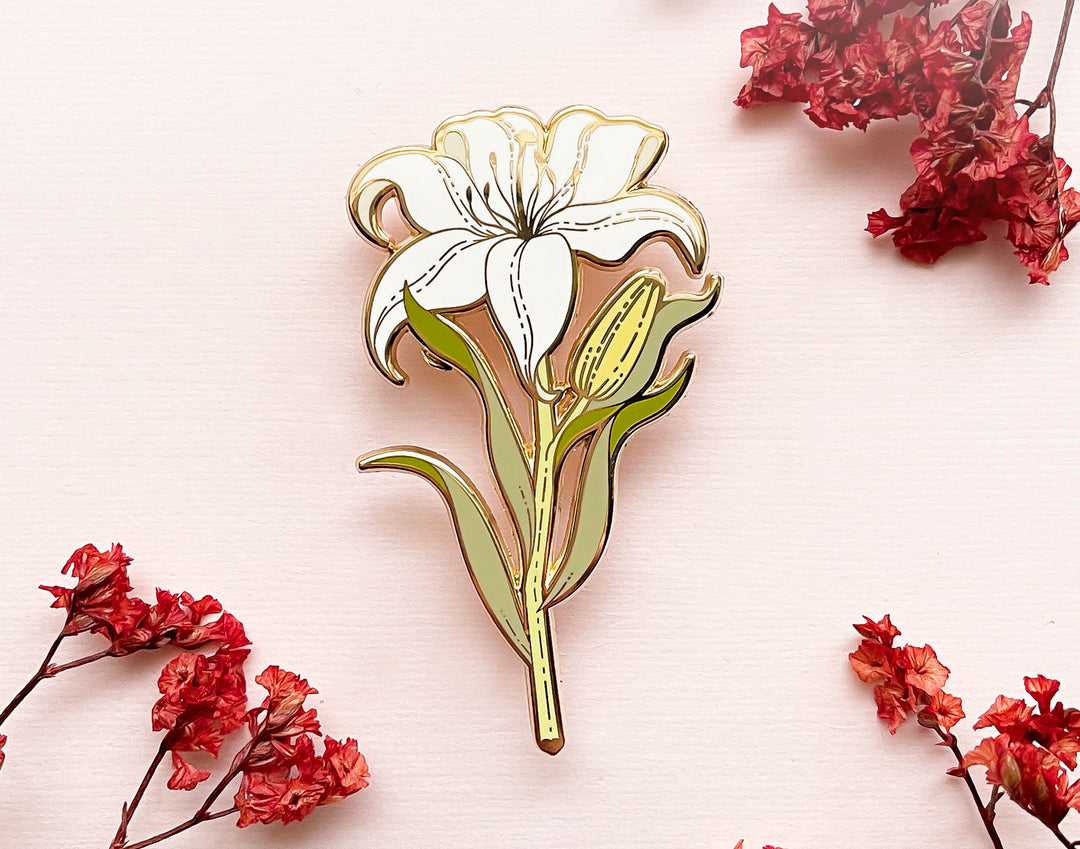 White Lily (Lilium candidum) Enamel Pin