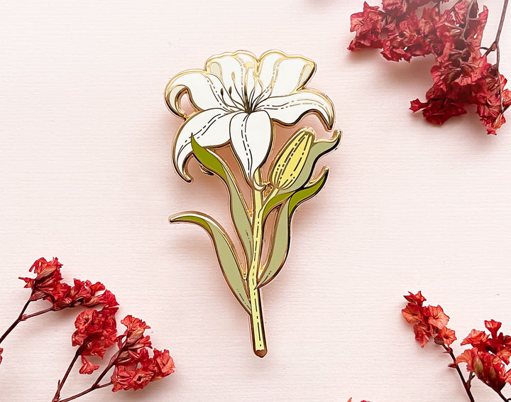 White Lily (Lilium candidum) Enamel Pin