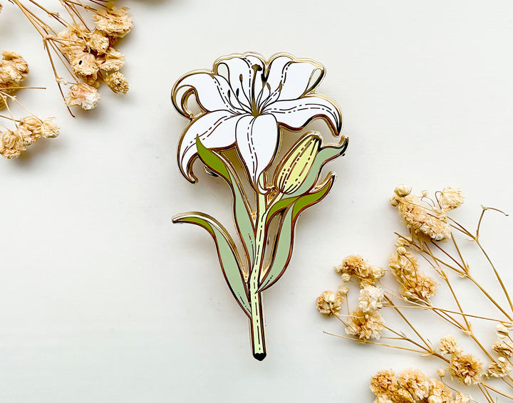 White Lily (Lilium candidum) Enamel Pin