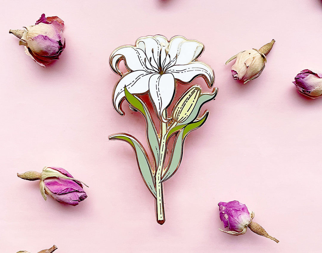 White Lily (Lilium candidum) Enamel Pin