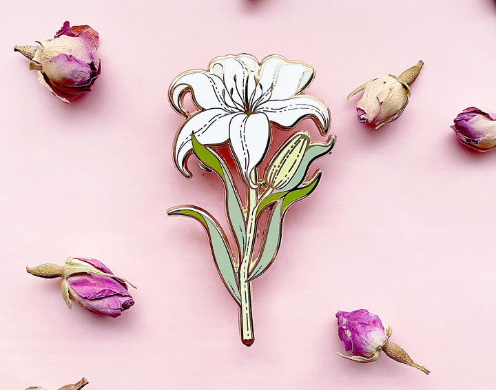 White Lily (Lilium candidum) Enamel Pin