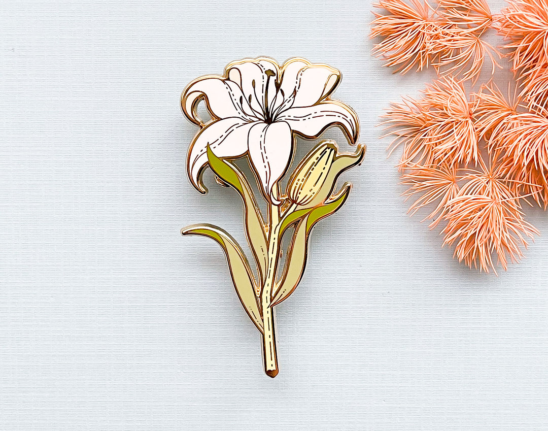 White Lily (Lilium candidum) Enamel Pin