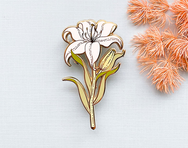 White Lily (Lilium candidum) Enamel Pin