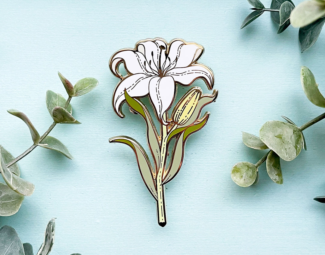 White Lily (Lilium candidum) Enamel Pin