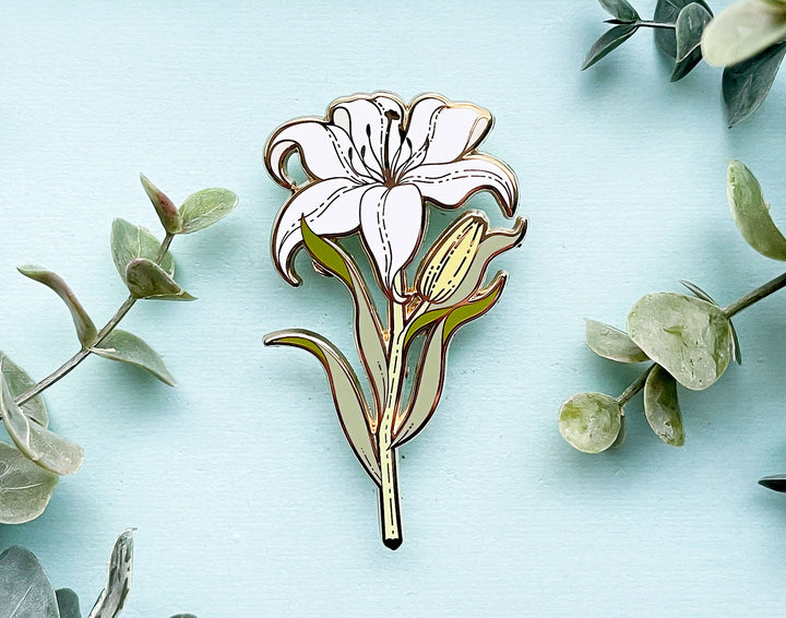 White Lily (Lilium candidum) Enamel Pin